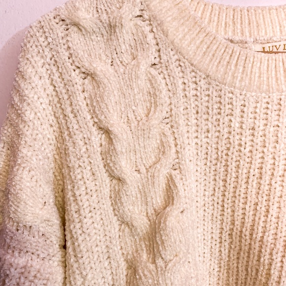 Soft Crop Puffy Sweater- White - Medium - Picture 2 of 5